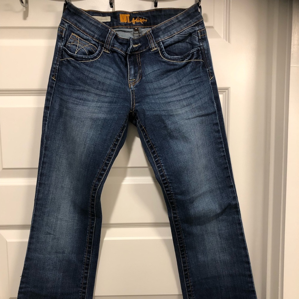 High rise bootcut dark jeans
